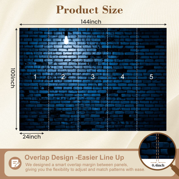 Red Barrel Studio Peel and Stick Wallpaper old vintage dark blue brick ...