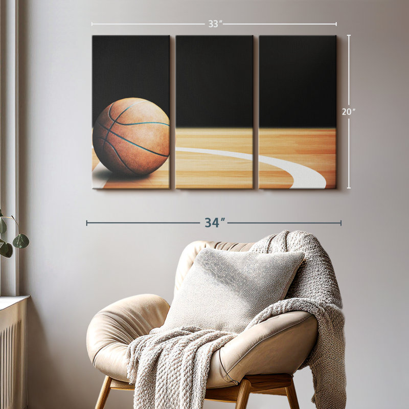 «Basketball Court Ball», 3 pièces, H 20 po x l 33 po x P 1,25 po