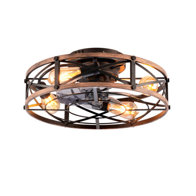 Ventilateur de plafond de type montage 19 po, moteur réversible, télécommande CC, ventilateur de plafond à 6 vitesses, minuterie, pour le salon, la chambre à coucher ou la salle à manger - ampoules non incluses