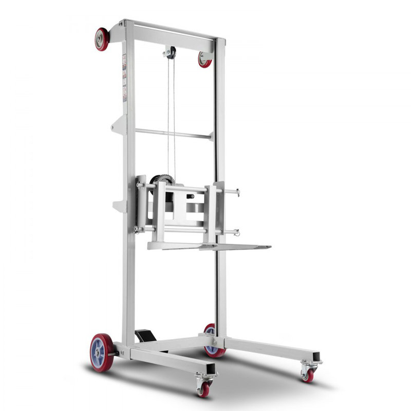 Matériau empileur de treuil à levage manuel, chariot à palettes d'une capacité de 551 lb, empileur manuel à treuil d'une hauteur de levage maximale de 70 po, empileur manuel multifonctionnel avec roues et fourche réglable