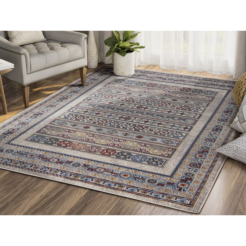 Tapis rouge / beige / brun tissé à la machine Moloney, Rectangle 6 pi x 9 pi