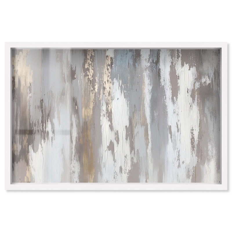 «Flooding Gold I Shadowbox Print Boho» par Art Remedy, H 31 po x l 46 po, Blanc