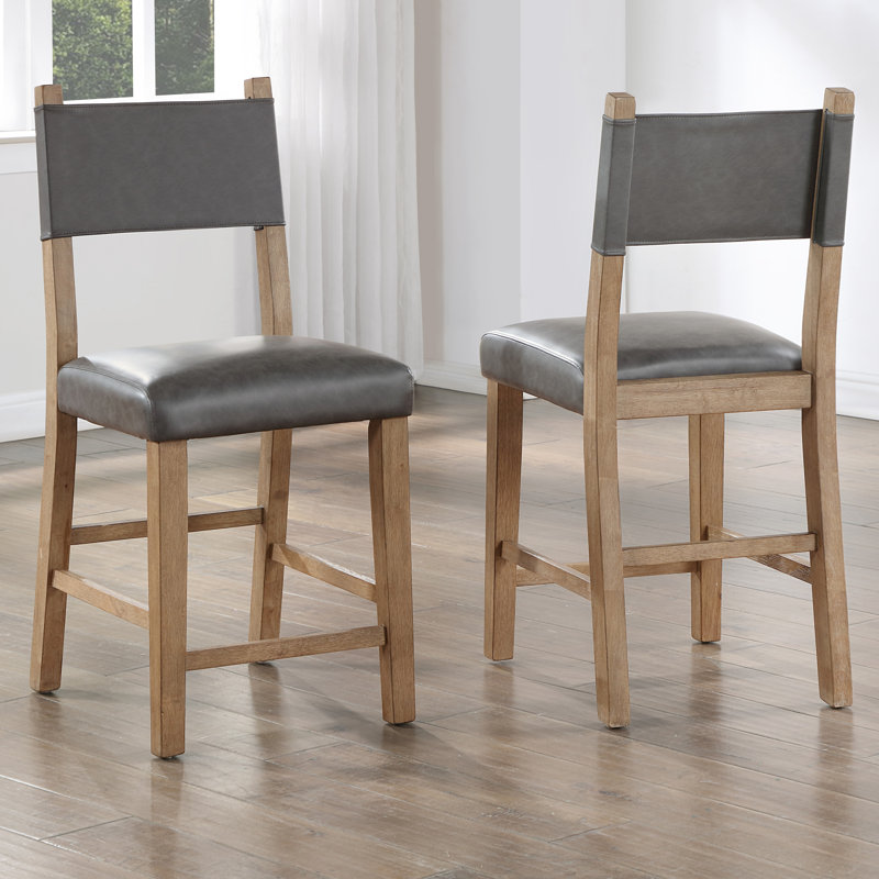 Chaise de comptoir rembourrée Aubrey, Gris, Brun
