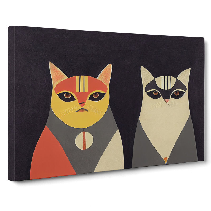 Two Abstract Cats Vol.1 - Wrapped Canvas, 40cm H x 60cm W x 3cm D