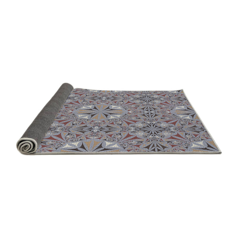 Tapis gris/brun à motifs, Rond 3 pi