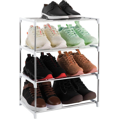 Petite étagère à chaussures empilable à 4 niveaux, étagère de rangement légère pour vestibule, couloir et garde-robe