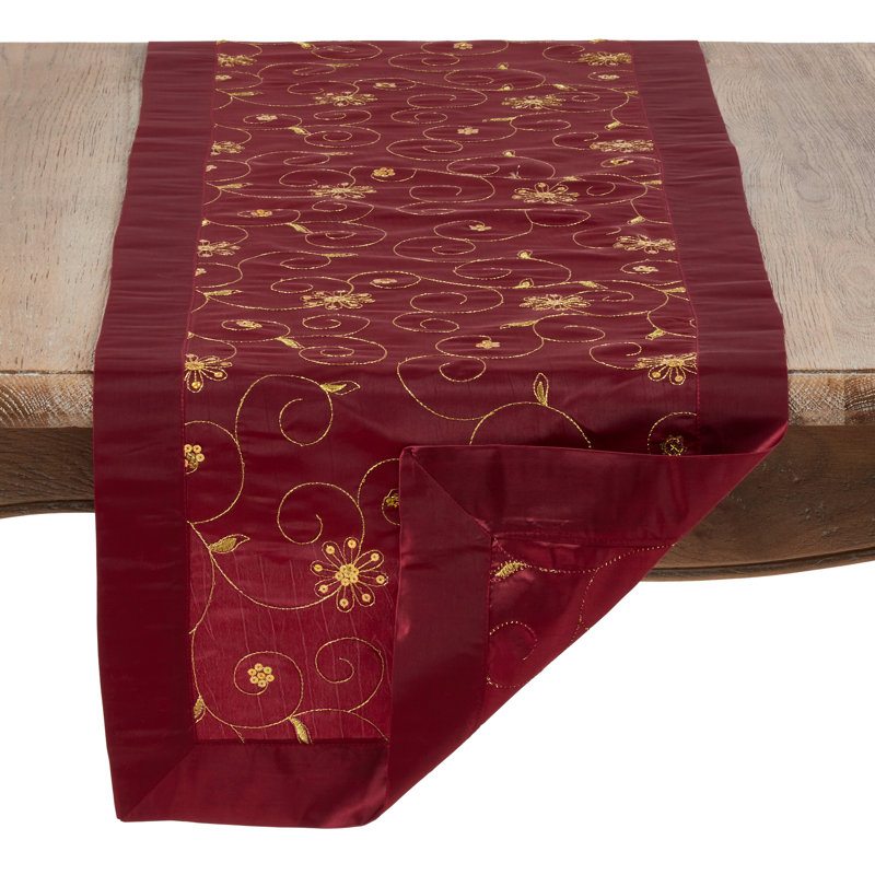Raycliff Table Runner, 90" L x 16" W, Burgundy