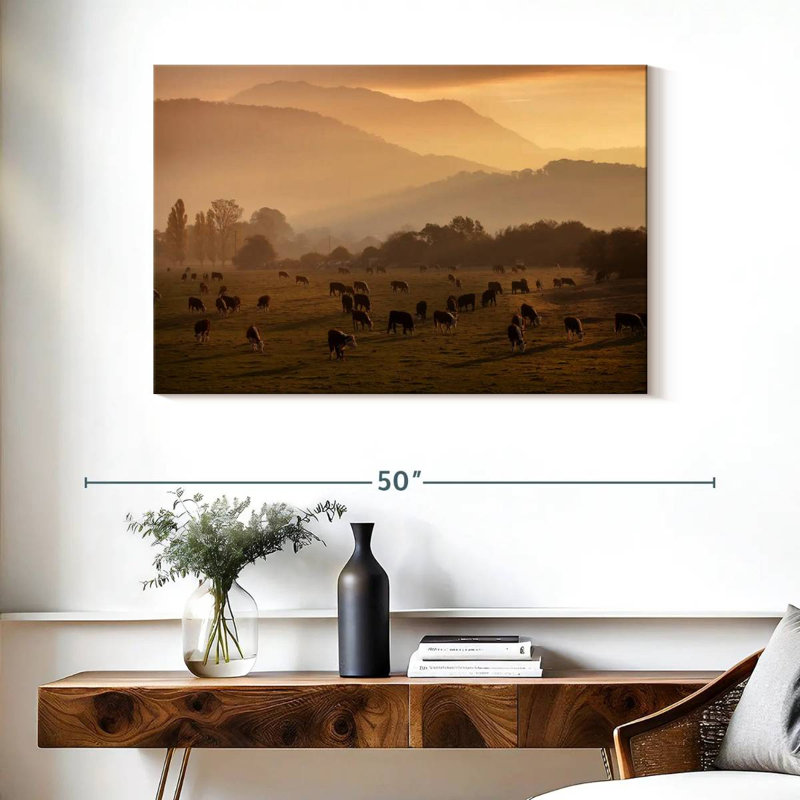 Vaches qui paissent, H 26 po x l 39 po