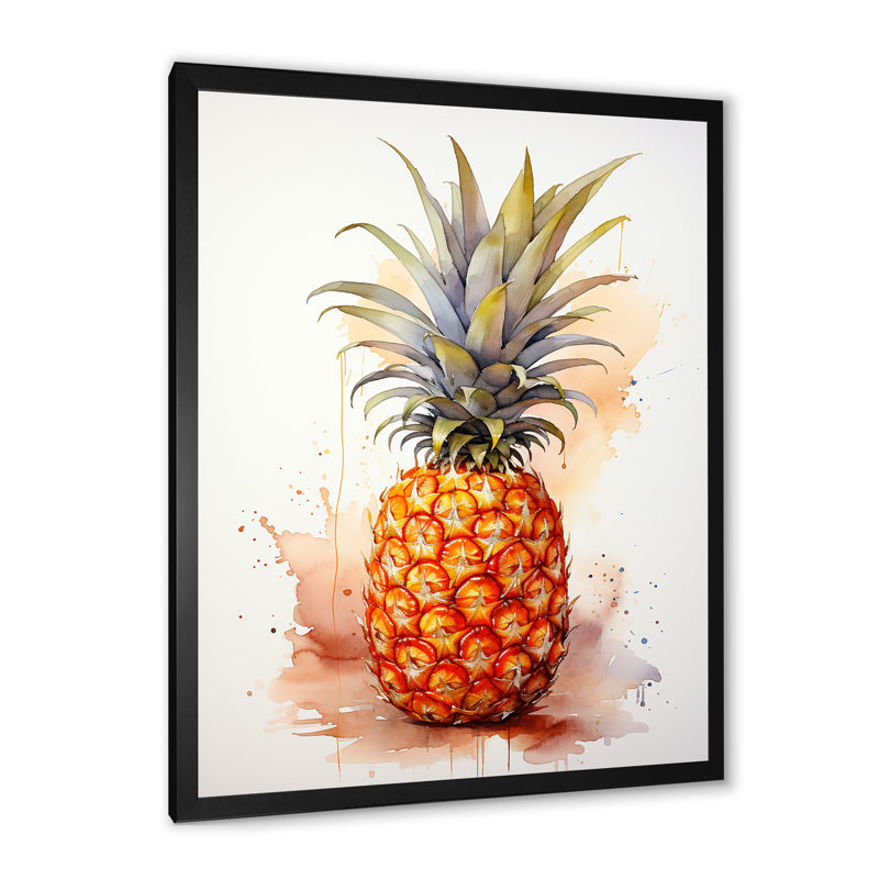 Pineapple Paradise I - Pineapples, art mural, Cadre simple noir, H 20 po x l 12 po x P 1 po