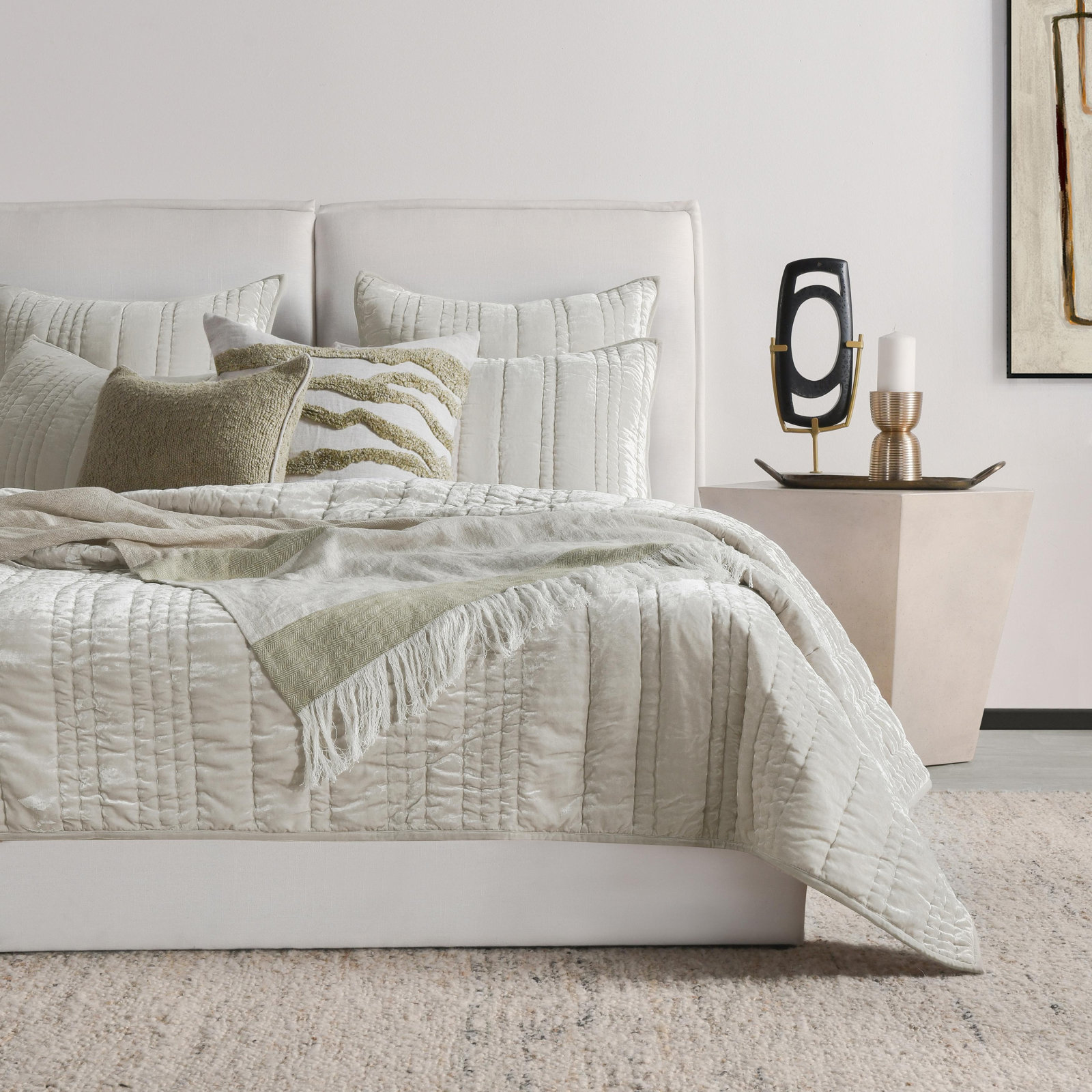 Talara Hand Woven Throw Blanket, Green/Natural