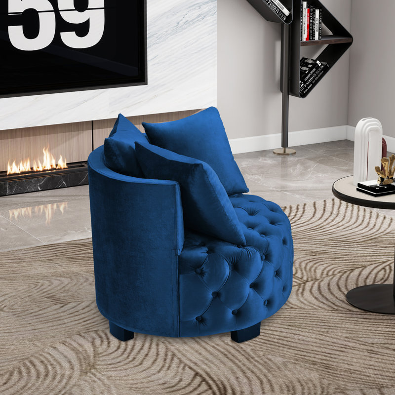 Fauteuil demi-tonneau capitonné 31,23 po, Marine