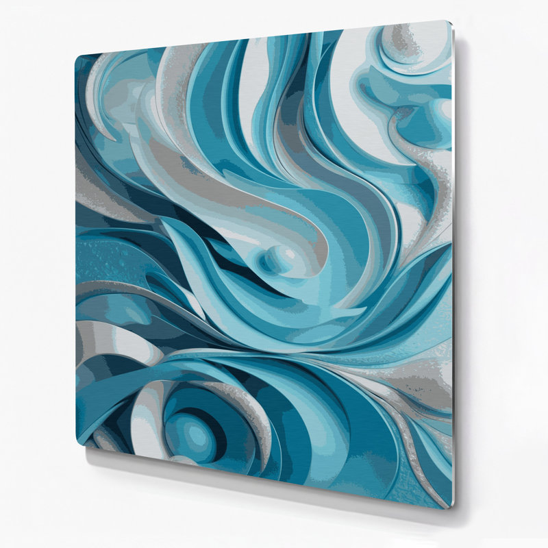 Abstrait formes 78, art mural en métal bleu, H 12 po x l 12 po