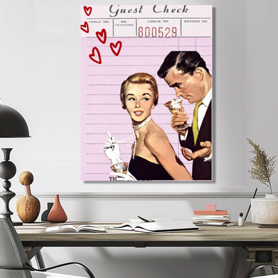 «Old Hollywood Couple Love Check», impression d'art mural film et télévision