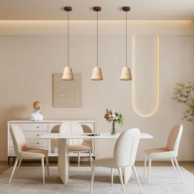 Suspension en travertin, suspension en béton, suspension en céramique réglable avec abat-jour en pierre, luminaires suspendus pour îlot de cuisine ou salle à manger, lampe en ciment et pierre