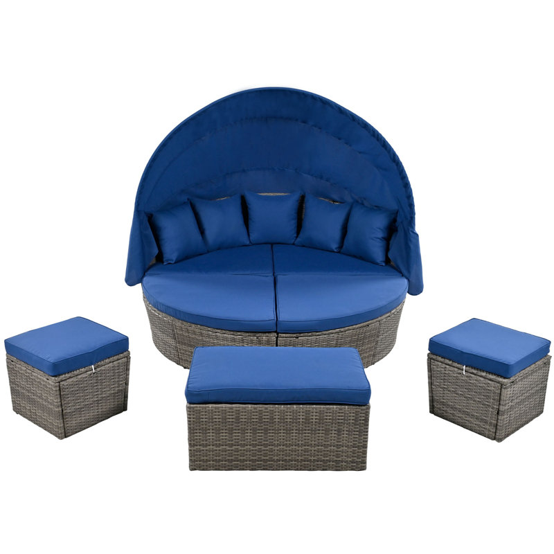 Ensemble de conversation d'extérieur pour 8 personnes avec coussins Kaiiden, Bleu marine / gris, Bleu marine