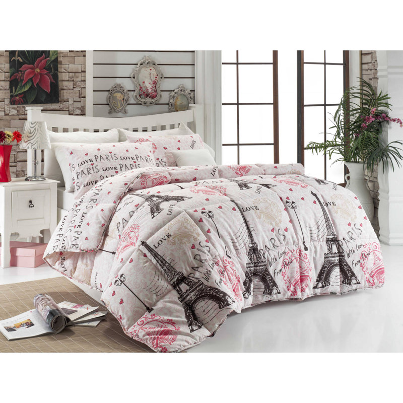 Ensemble de courtepointe en mélange de coton rose / blanc / noir Jordahl