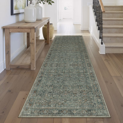 Machine Washable Area Rugs Traditional Living Room Rug With Non-Slip Backing