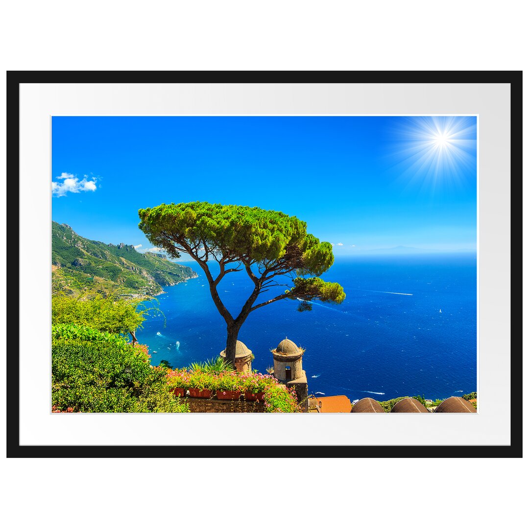 Gerahmtes Poster Baum am blauen meer