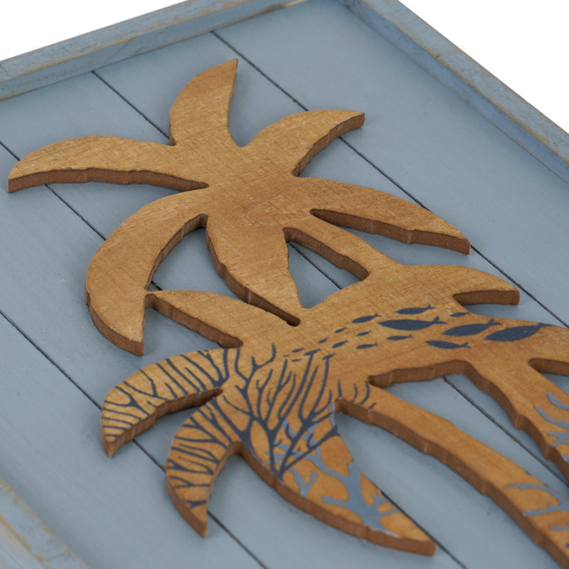 Rustic Coastal Ocean Tropical Palm Tree Wood Wall Decor