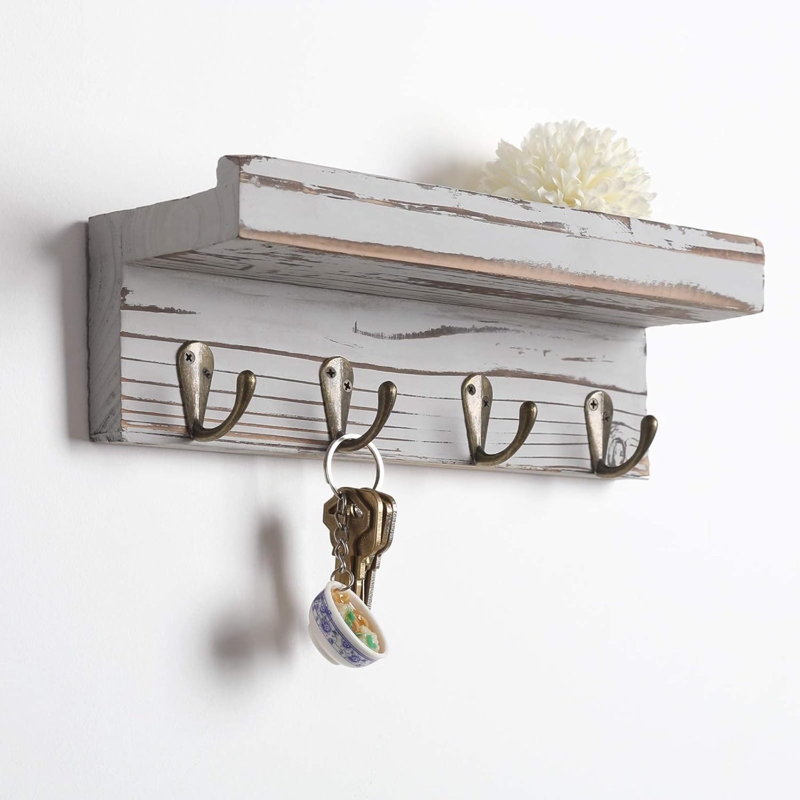 Worchester Wall Organizer with Key Hooks, Grey, 7.5cm H x 25cm W x 7.5cm D