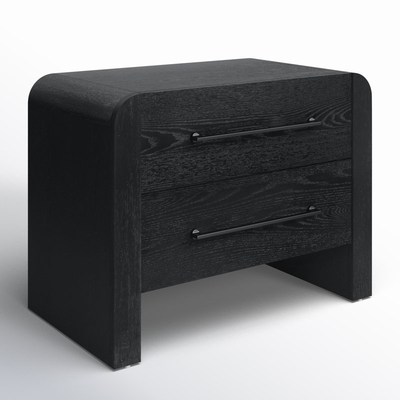 Katrina Wood 2 Drawer Nightstand, Black