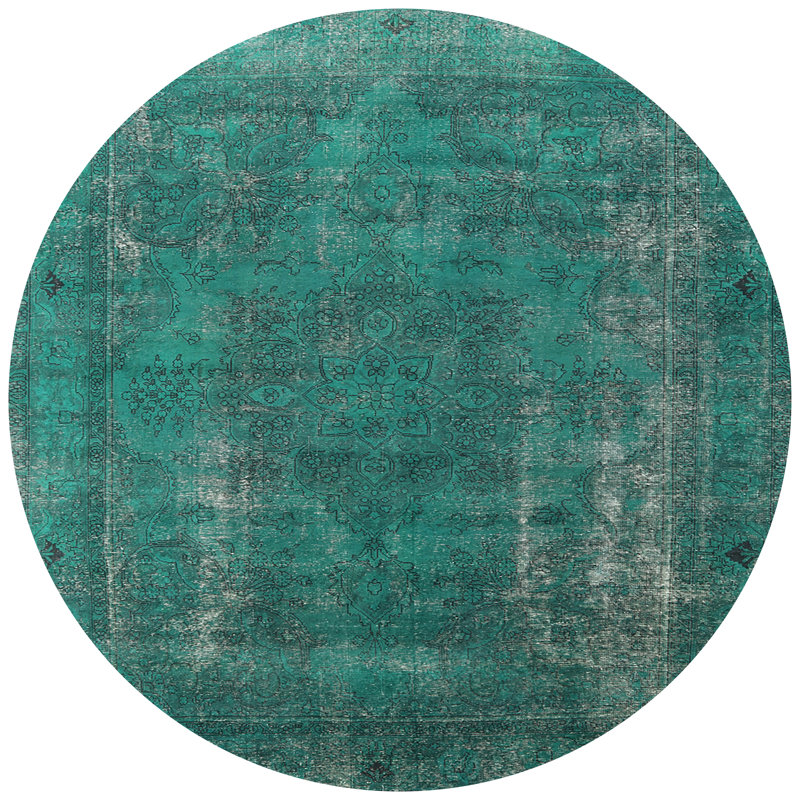 Tapis bleu sarcelle / gris Rezac, Rond 8 pi