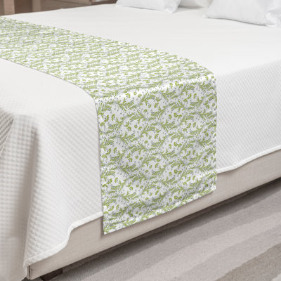 Ambesonne Paisley Bed Runner Old Leaf Swirl Floral Green Black White