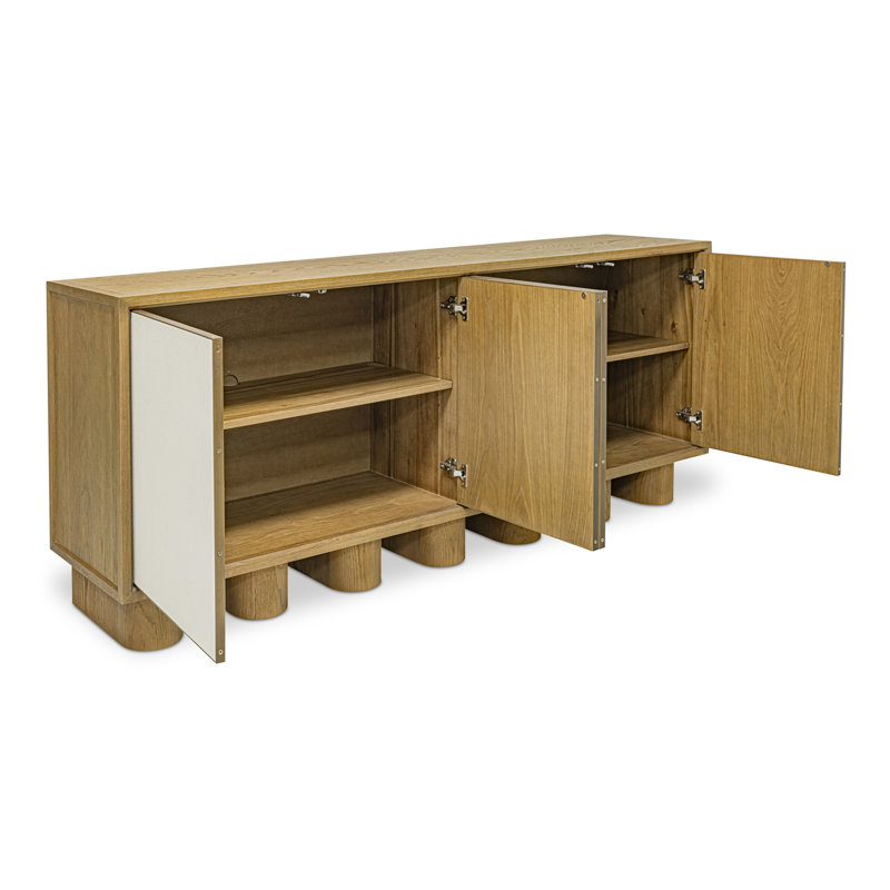 Sideboard, Shagreen Patterned Doors, White/Wood