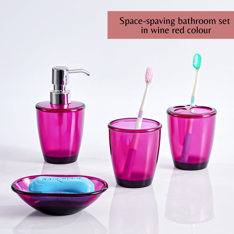 Carleta Bathroom Accessory Set, Pink
