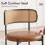 Modern Brown Dining Chairs, Faux Leather With Rattan Back For Home And Restaurant