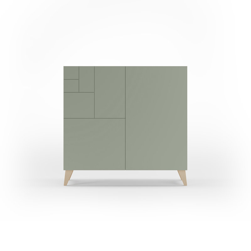 12 Pair Shoe Storage Cabinet, Light Oak/Green