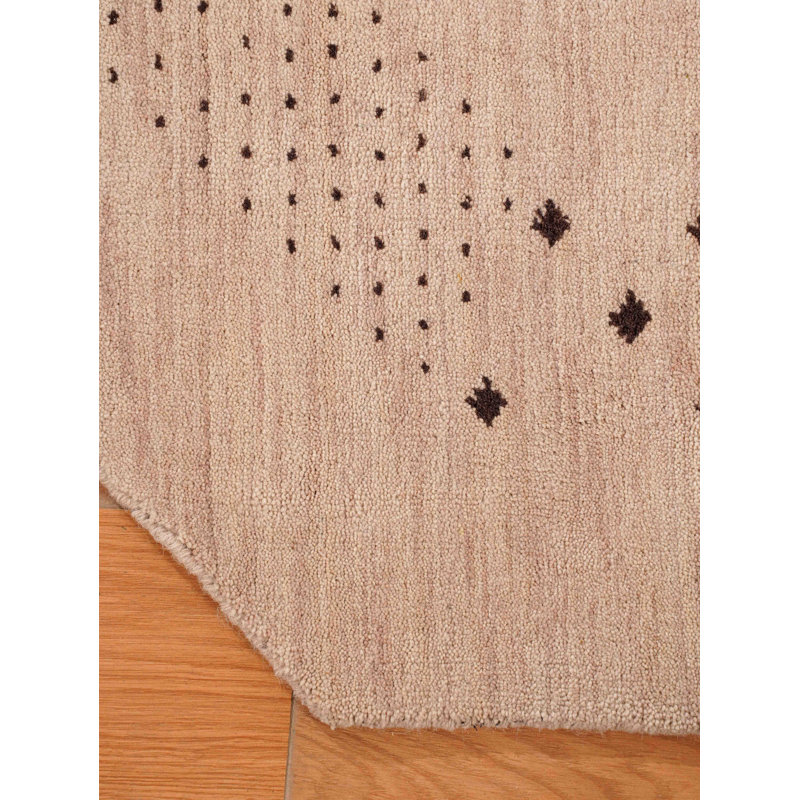 Tapis écologiques en laine nouée à la main tissés à la main - octogone, couleur beige, design moderne contemporain, tapis épais antidérapants faits à la main pour salon, chambre à coucher