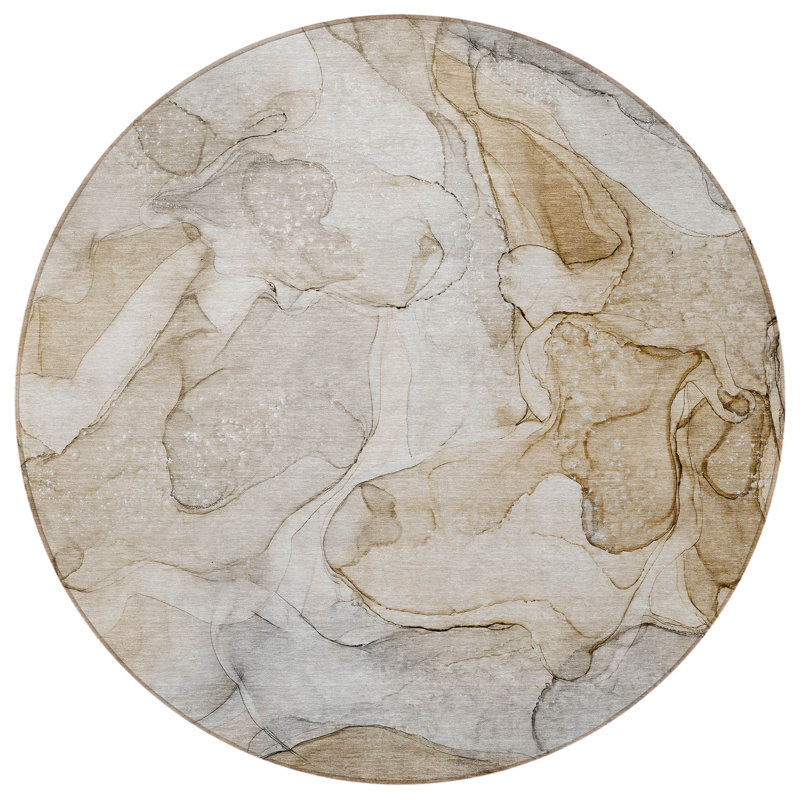 Tapis d'intérieur rond 8 po beige