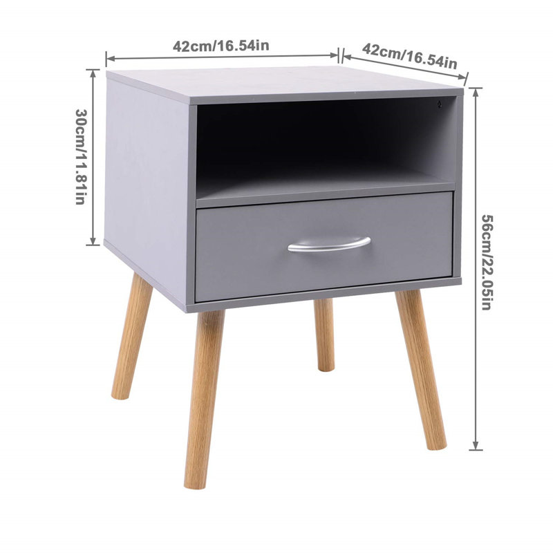 Carrizal 1 - Drawer Nightstand Set of 2, Grey