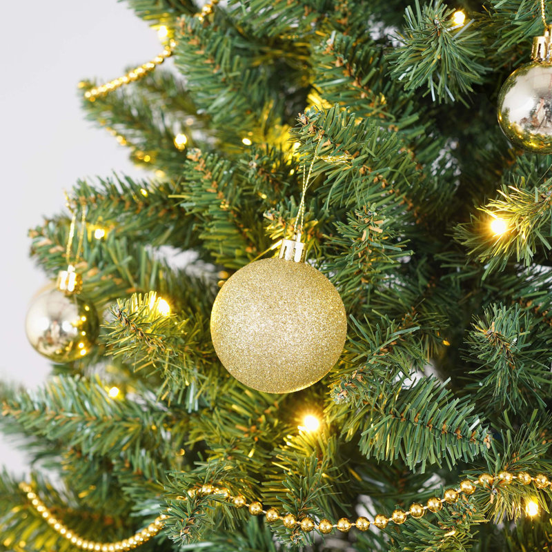 Arbre de Noël artificiel 7,5 pi pré-éclairé: 550 lumières à DEL blanc chaud, 1350 pointes en PVC et aiguille dure, conception à branches articulées, support en métal robuste, apparence réaliste