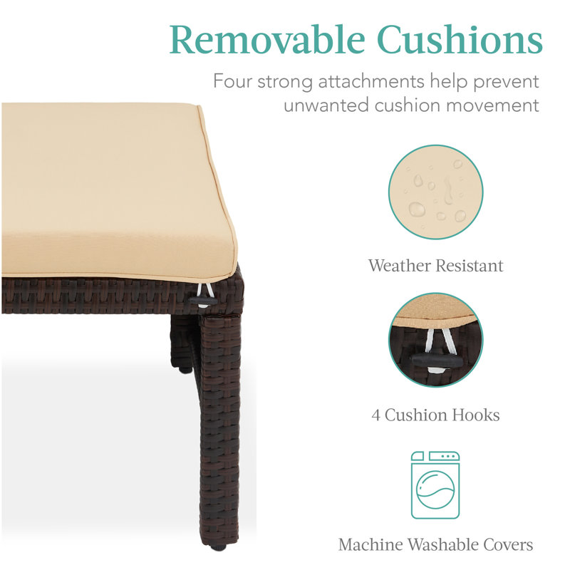 Livan Outdoor Ottoman, Beige, Brown