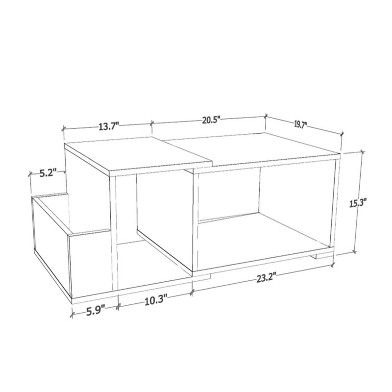Table basse Carbin, Brun / blanc, Blanc