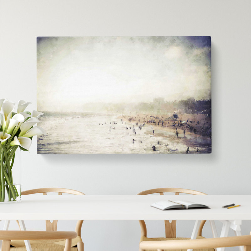 Santa Monica State Beach Painting - Wrapped Canvas Print, 50cm H x 76cm W x 3cm D