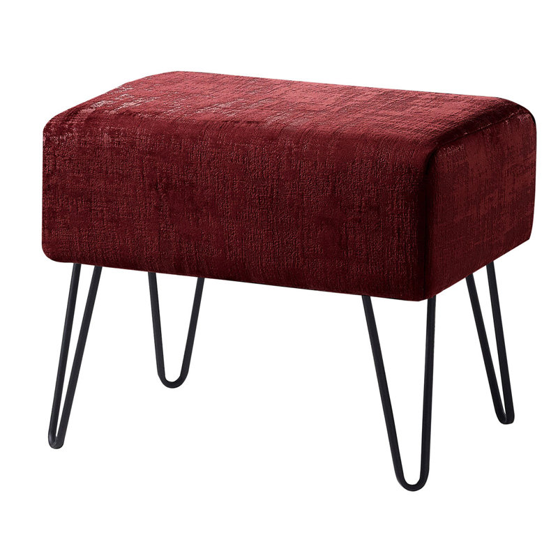 Alegre Velvet Ottoman, Ruby Wine Velvet