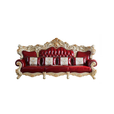 Canapé à accoudoirs roulés en cuir véritable 104,3 po Bozman