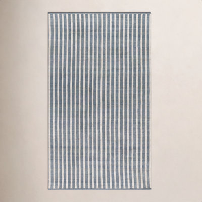Acerra Blue Hand-Woven Striped Outdoor Rug