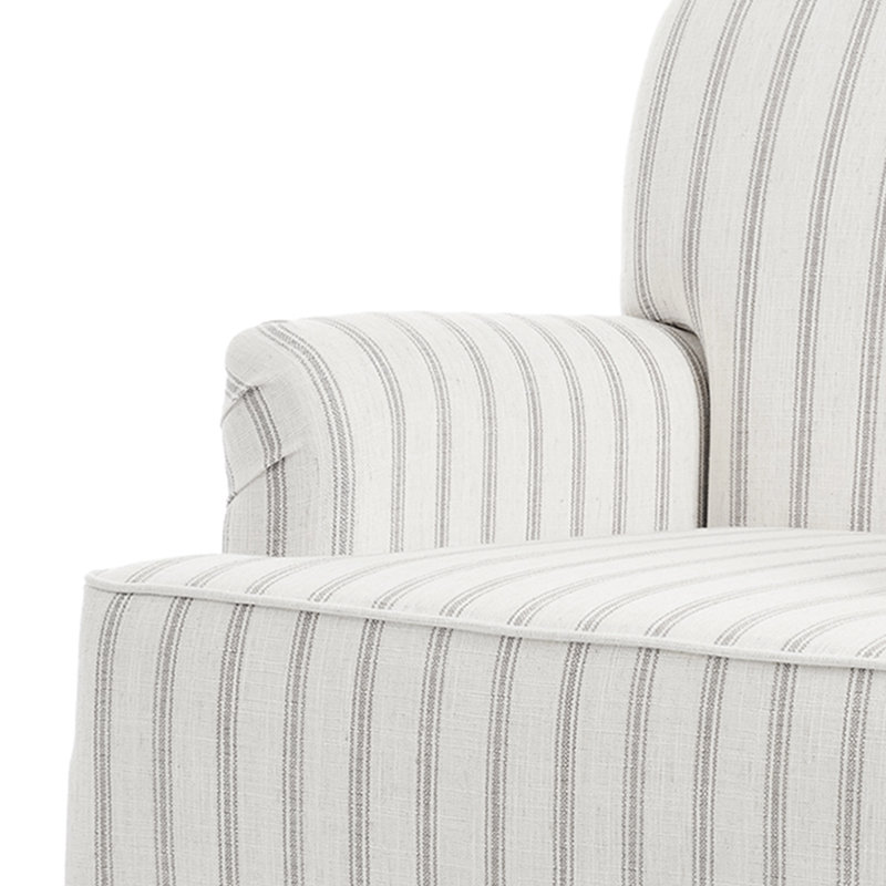 Fauteuil en mélange de coton gris Iliana, Pinstripe Gray Linen Blend