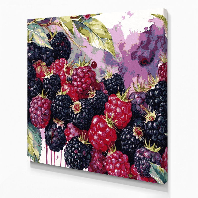 «Fruit Blackberry», art mural sur toile mauve, H 8 po x l 8 po