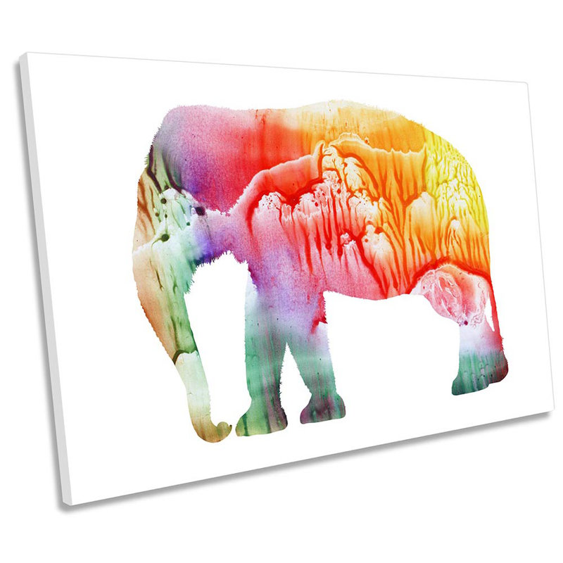 Elephant Abstract Watercolour - Wrapped Canvas Print, 81.3cm H x 121.9cm W x 4cm D