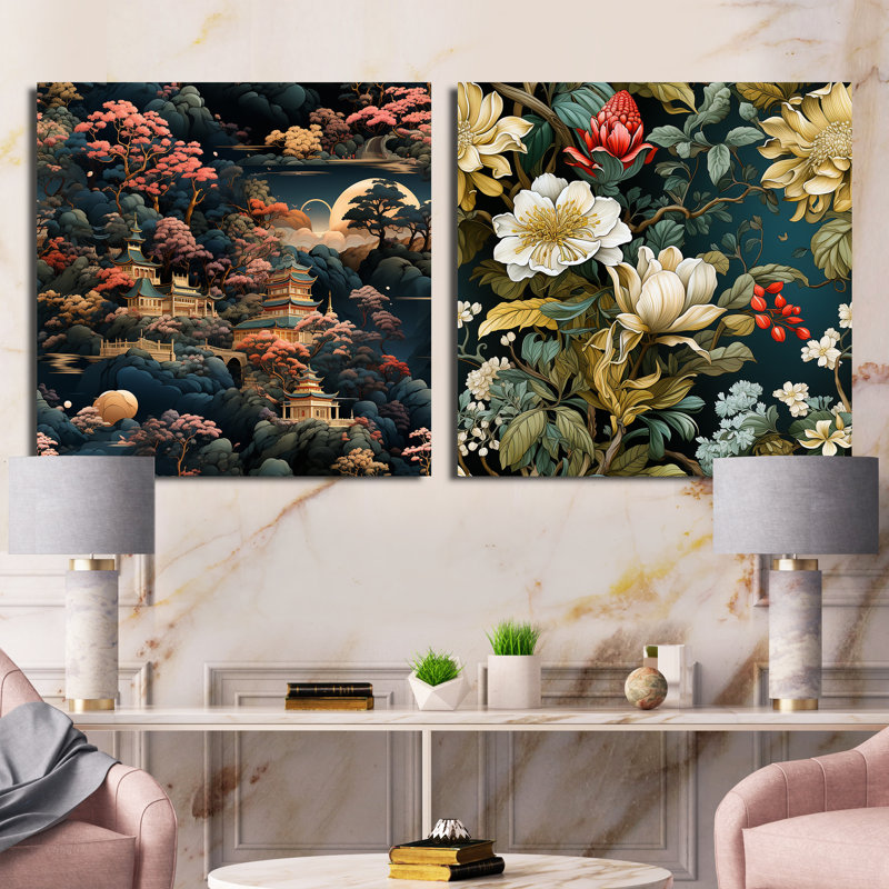 Perrigo - Abstract Landscapes Square Collage Set Of 2, 30" H x 61" W, Wrapped Canvas