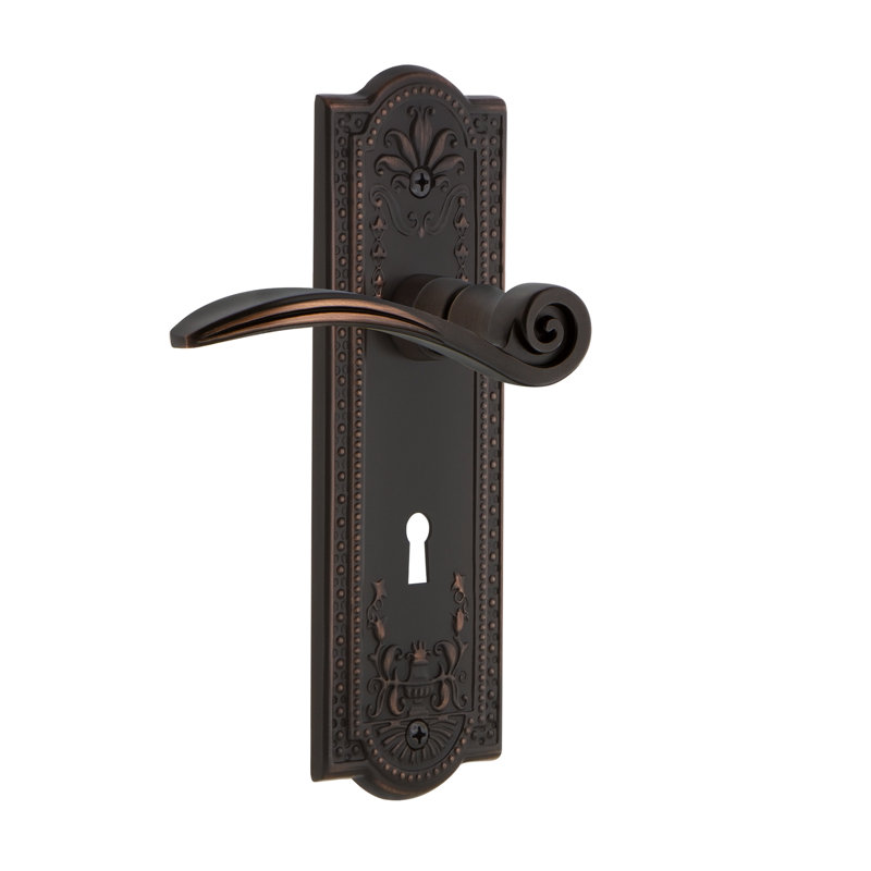 Meadows Plate Single Dummy with Decorative Keyhole and Swan Lever, Timeless Bronze, Left Handed