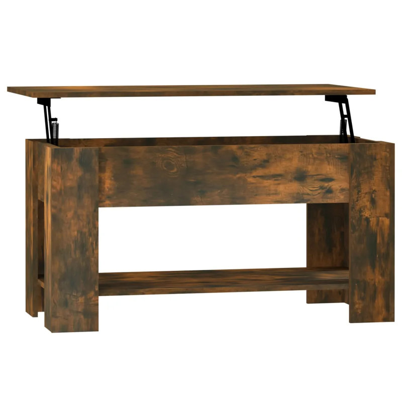 Husna Lift Top Four Leg Coffee Table with Storage, Smoked Oak