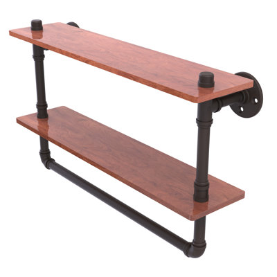 Bayer 2 Piece Walnut Industrial Pipe Shelves