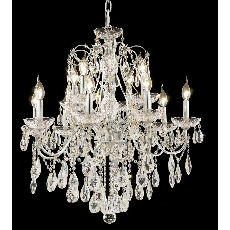 Lustre classique / traditionnel à 12 lumières de style bougie Dagmar, Chrome, Coupe royale