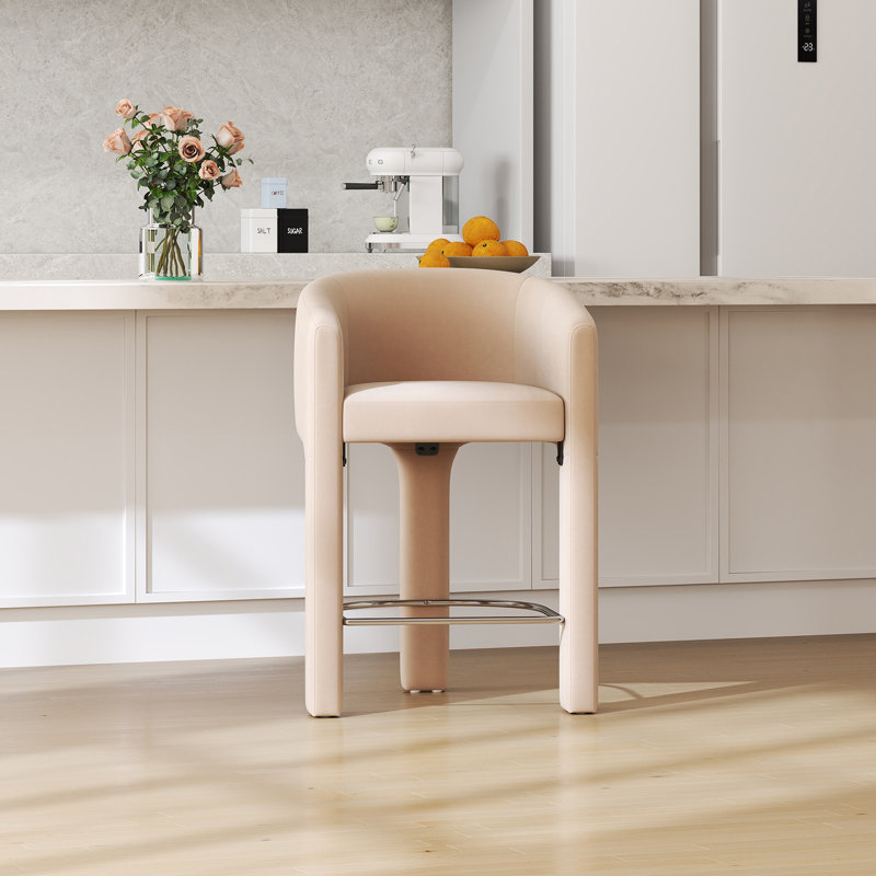 Tabourets de bar modernes de hauteur comptoir, tabourets de bar de 26 po avec dossier et accoudoirs, chaises de bar rembourrées pour la salle à manger de l'îlot de cuisine